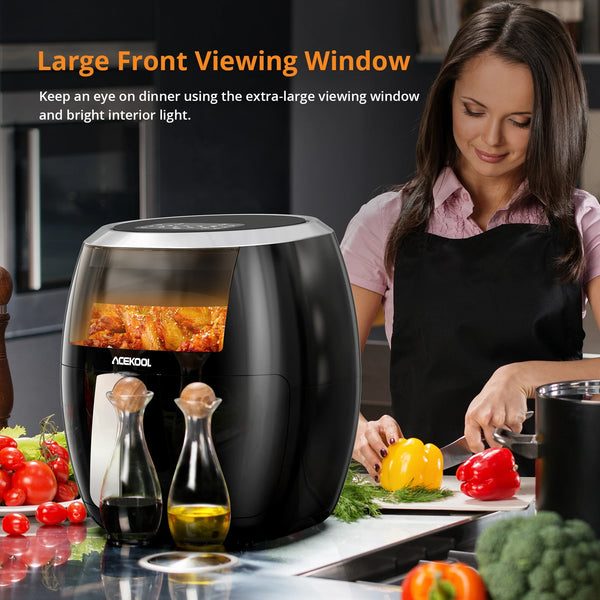 Air Fryer, 8QT Airfryer Oven with Viewing Window Oilless Cooker with Digital Display 8 Cooking Presets Dishwasher Safe black - Vogue Vista UK