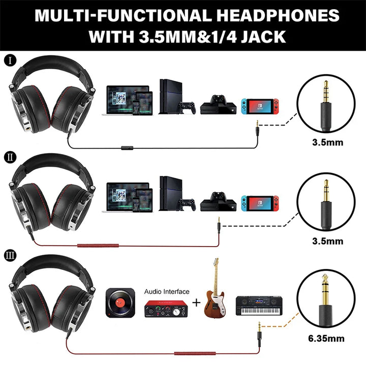 Oneodio Wired Professional Studio Pro 50 DJ Headphones With Microphone Over Ear HiFi Monitor Music Headset Earphone For Phone PC - Vogue Vista UK