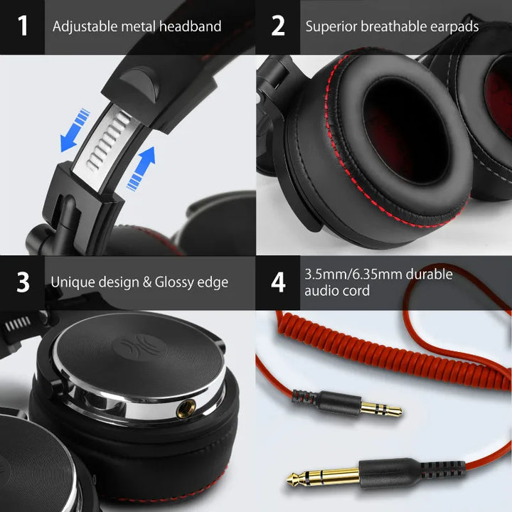 Oneodio Wired Professional Studio Pro 50 DJ Headphones With Microphone Over Ear HiFi Monitor Music Headset Earphone For Phone PC - Vogue Vista UK