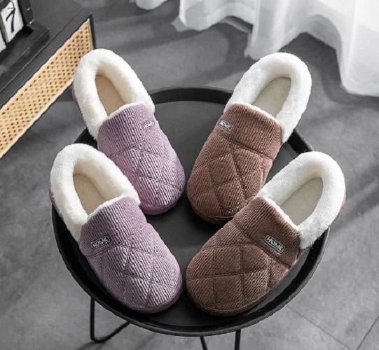 Ladies Memory Foam Slippers Faux Fur Winter Warm Full Collar Boots Shoes Size UK - Vogue Vista UK