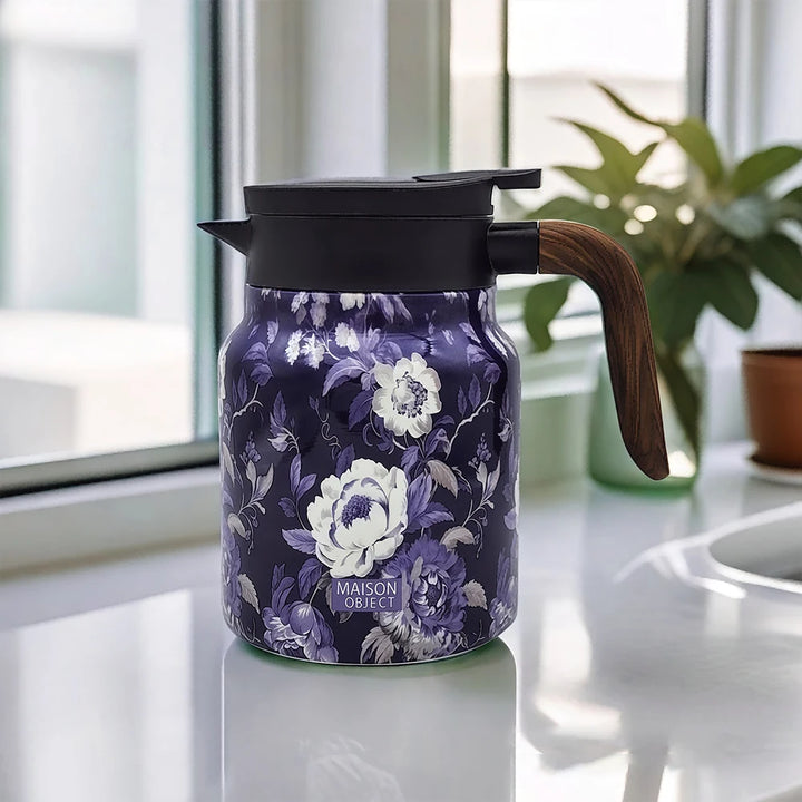 1000ml Vintage Floral Tea Kettle with Lid Mini Hot Coffee Pot Built-in Infuser Tea Separation Water Bottle for Hot Drinks - Vogue Vista UK