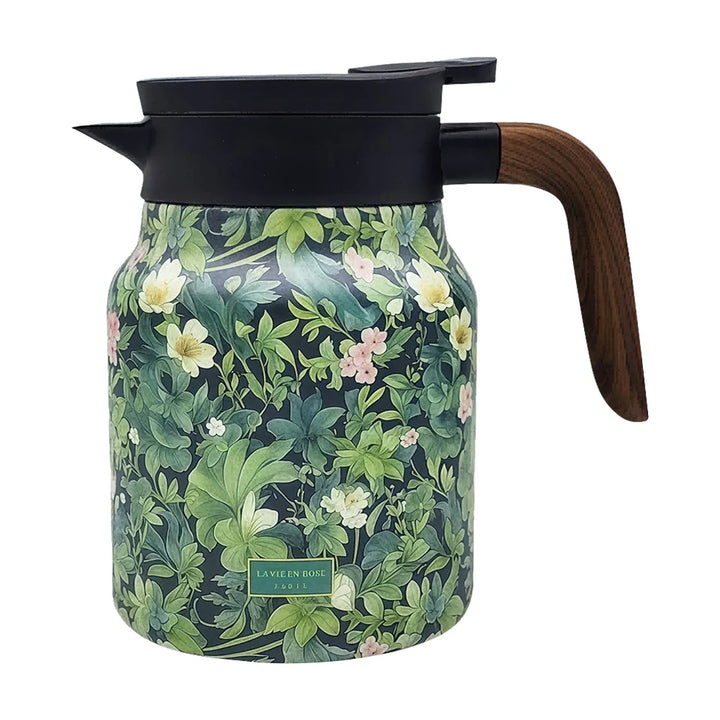 1000ml Vintage Floral Tea Kettle with Lid Mini Hot Coffee Pot Built-in Infuser Tea Separation Water Bottle for Hot Drinks - Vogue Vista UK