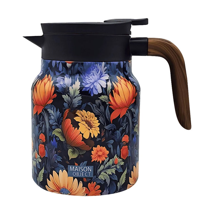 1000ml Vintage Floral Tea Kettle with Lid Mini Hot Coffee Pot Built-in Infuser Tea Separation Water Bottle for Hot Drinks - Vogue Vista UK