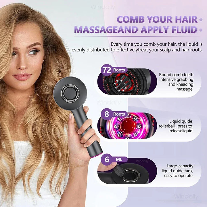 3 in 1 Red Light Therapy Head Massage Comb Hair Oil Applicator Waterproof Hair Growth Vibration Electric Scalp Massager Brush - Vogue Vista UK