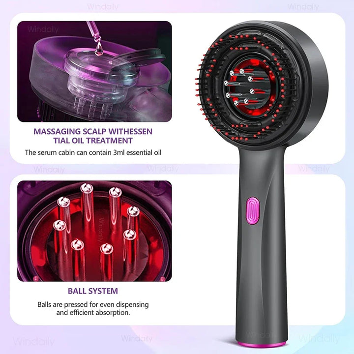 3 in 1 Red Light Therapy Head Massage Comb Hair Oil Applicator Waterproof Hair Growth Vibration Electric Scalp Massager Brush - Vogue Vista UK