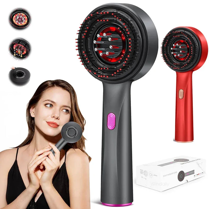 3 in 1 Red Light Therapy Head Massage Comb Hair Oil Applicator Waterproof Hair Growth Vibration Electric Scalp Massager Brush - Vogue Vista UK