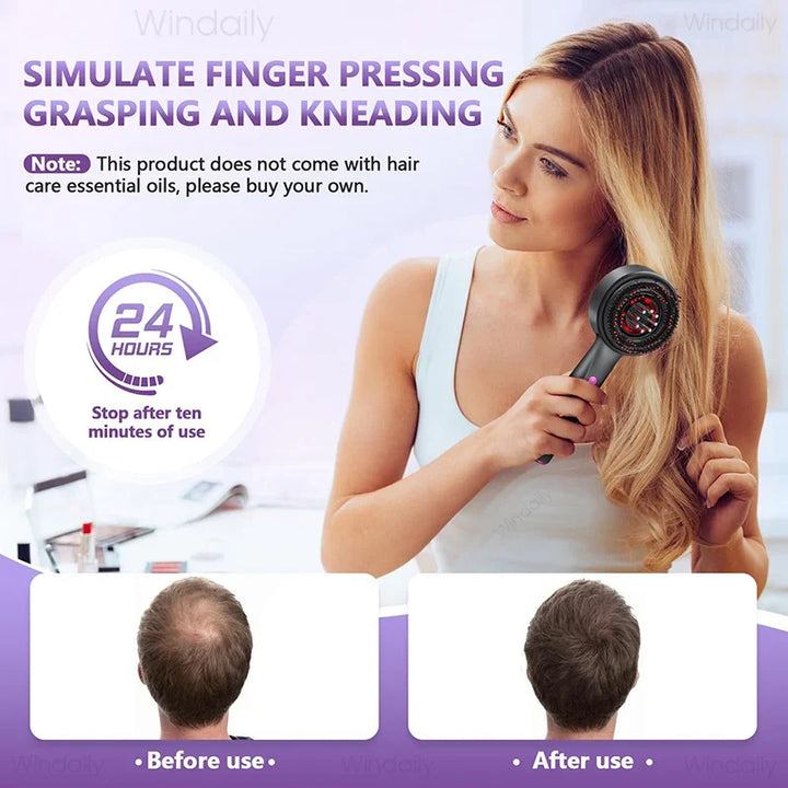3 in 1 Red Light Therapy Head Massage Comb Hair Oil Applicator Waterproof Hair Growth Vibration Electric Scalp Massager Brush - Vogue Vista UK