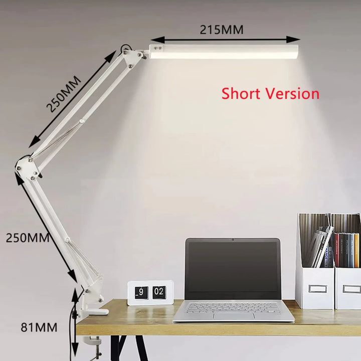 LED Desk Lamp with Clamp 10W Swing Arm Desk Lamp Eye-Caring Dimmable Desk Light with 10 Brightness Level, 3 Lighting Modes Light - Vogue Vista UK