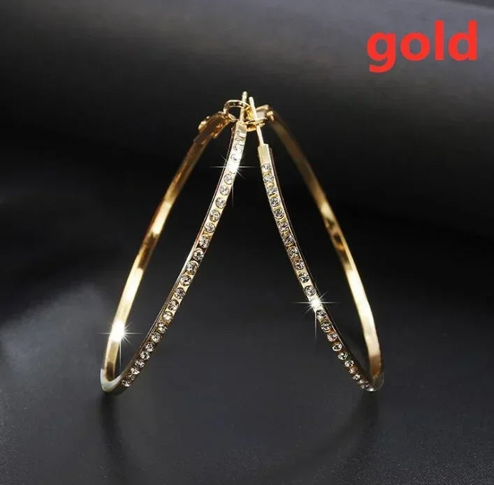 Delysia King Women Simple Exaggeration Big Circle Earrings Birthday Gift Trendy High-grade Crystal Inlay Banquet Jewellery - Vogue Vista UK