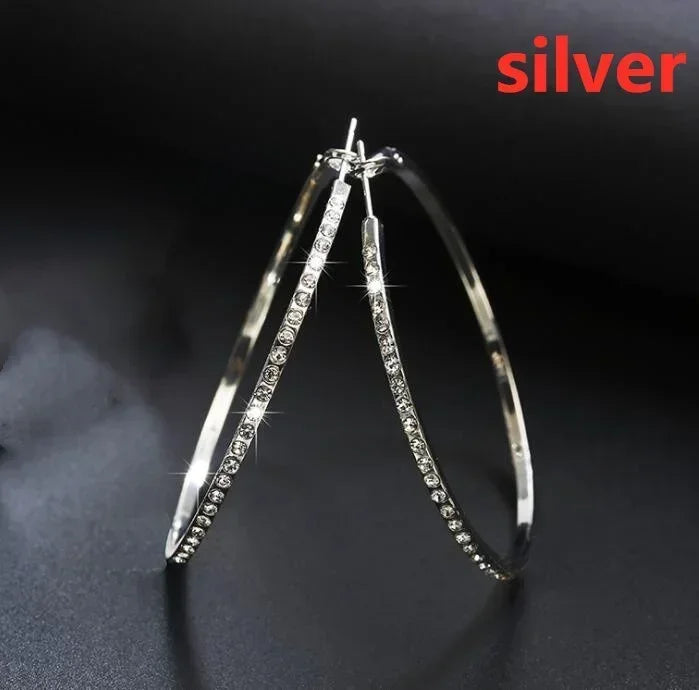 Delysia King Women Simple Exaggeration Big Circle Earrings Birthday Gift Trendy High-grade Crystal Inlay Banquet Jewellery - Vogue Vista UK