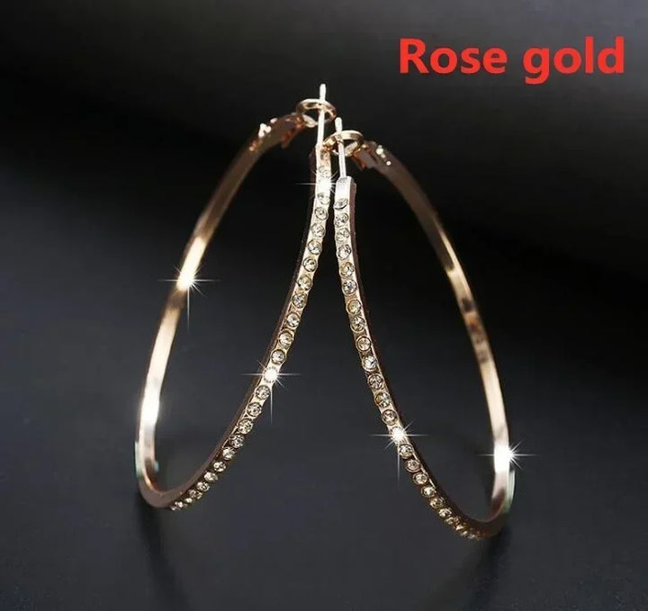 Delysia King Women Simple Exaggeration Big Circle Earrings Birthday Gift Trendy High-grade Crystal Inlay Banquet Jewellery - Vogue Vista UK