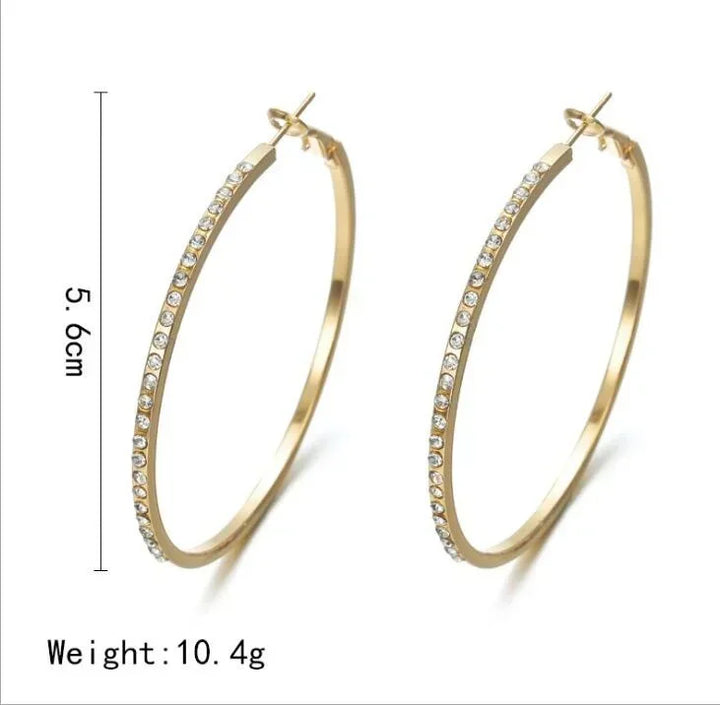 Delysia King Women Simple Exaggeration Big Circle Earrings Birthday Gift Trendy High-grade Crystal Inlay Banquet Jewellery - Vogue Vista UK