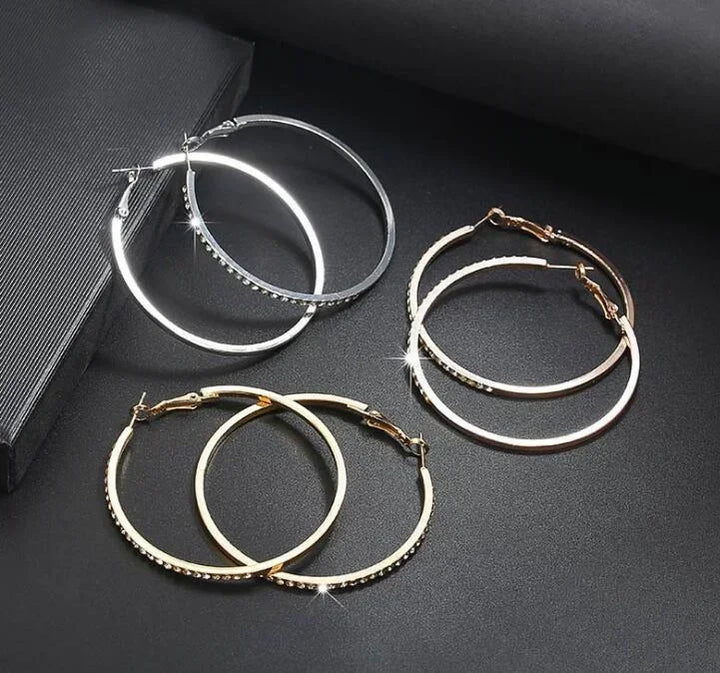 Delysia King Women Simple Exaggeration Big Circle Earrings Birthday Gift Trendy High-grade Crystal Inlay Banquet Jewellery - Vogue Vista UK