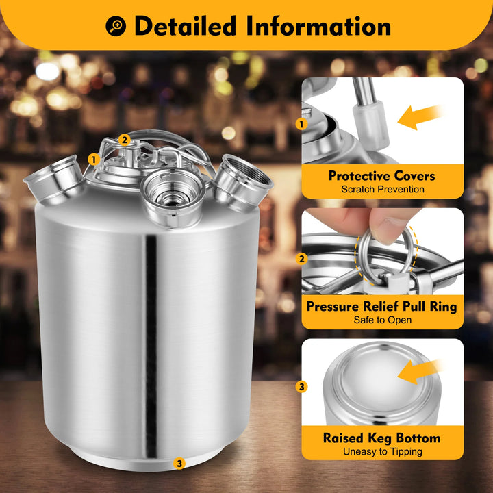 10L Beer Cleaning Machine Can 3-head Cleaning Keg Storage Barrel Refrigerated Container Kitchen Stainless Steel Food Storage - Vogue Vista UK
