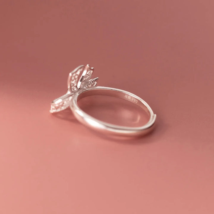 925 Sterling Silver Bow Open Rings For Women Engagement Luxury Fine Jewelry Wholesale Accessories Free Delivery Jewellery - Vogue Vista UK