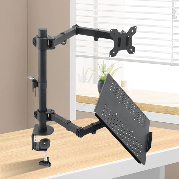 Monitor and Laptop Mount Monitor Arm with Laptop Tray Laptop Monitor Dual Arm Bracket for 17 To 23in Computer Screens - Vogue Vista UK