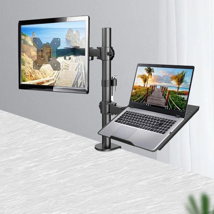 Monitor and Laptop Mount Monitor Arm with Laptop Tray Laptop Monitor Dual Arm Bracket for 17 To 23in Computer Screens - Vogue Vista UK