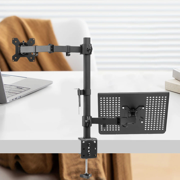 Monitor and Laptop Mount Monitor Arm with Laptop Tray Laptop Monitor Dual Arm Bracket for 17 To 23in Computer Screens - Vogue Vista UK
