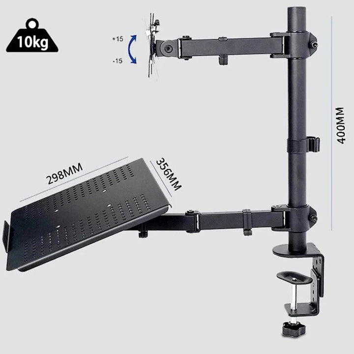 Monitor and Laptop Mount Monitor Arm with Laptop Tray Laptop Monitor Dual Arm Bracket for 17 To 23in Computer Screens - Vogue Vista UK