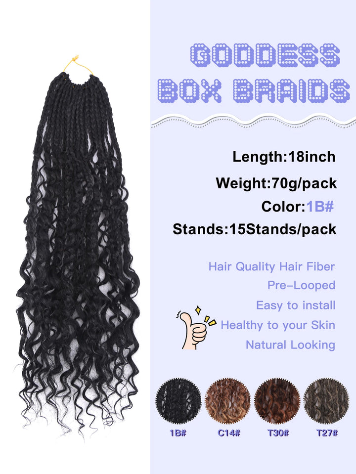Crochet Box Braids With Curly Ends 14 18 24 Inches Black Goddess Box Braids Crochet Hair syntheitic hair Extensions for Women - Vogue Vista UK