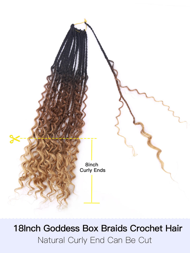 Crochet Box Braids With Curly Ends 14 18 24 Inches Black Goddess Box Braids Crochet Hair syntheitic hair Extensions for Women - Vogue Vista UK