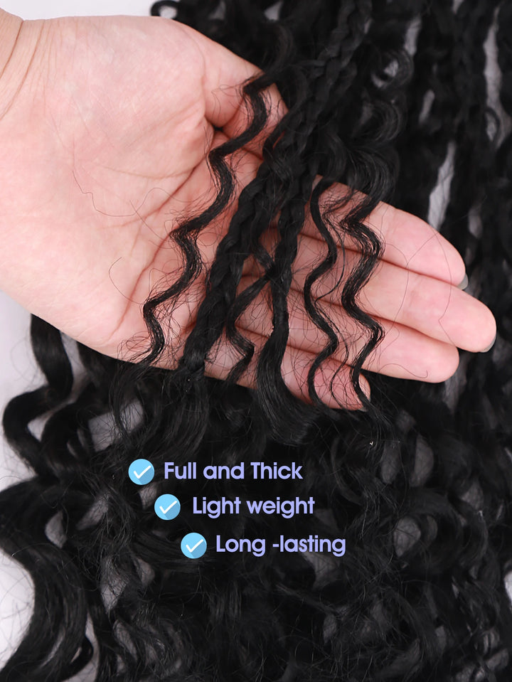 Crochet Box Braids With Curly Ends 14 18 24 Inches Black Goddess Box Braids Crochet Hair syntheitic hair Extensions for Women - Vogue Vista UK