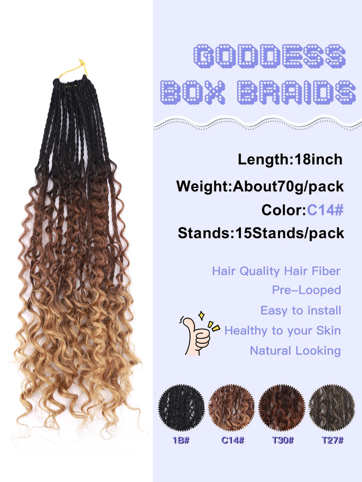 Crochet Box Braids With Curly Ends 14 18 24 Inches Black Goddess Box Braids Crochet Hair syntheitic hair Extensions for Women - Vogue Vista UK