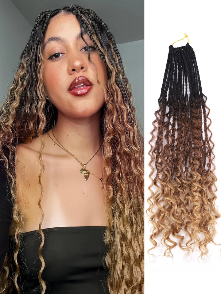 Crochet Box Braids With Curly Ends 14 18 24 Inches Black Goddess Box Braids Crochet Hair syntheitic hair Extensions for Women - Vogue Vista UK