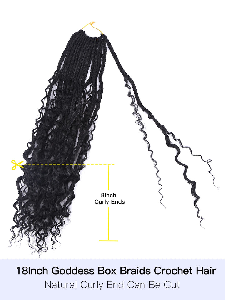 Crochet Box Braids With Curly Ends 14 18 24 Inches Black Goddess Box Braids Crochet Hair syntheitic hair Extensions for Women - Vogue Vista UK