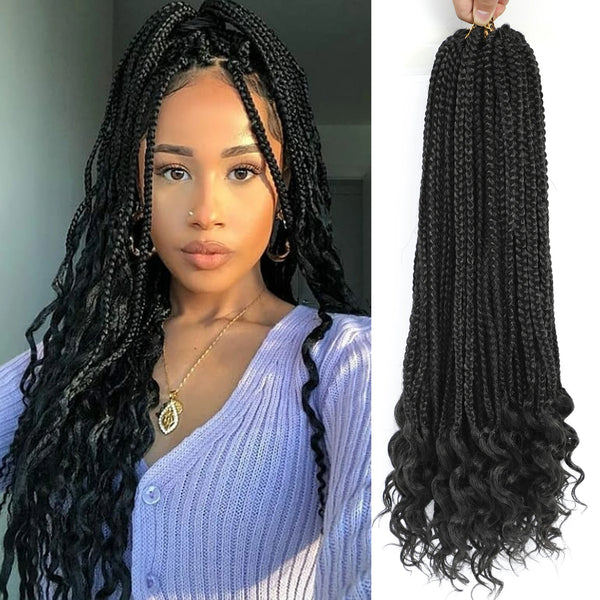6 Packs Pre Looped Crochet Box Braids Hair With Curly Ends 18 24 30 Inch Goddess Box Braids Synthetic Hair Extensions For Woman - Vogue Vista UK
