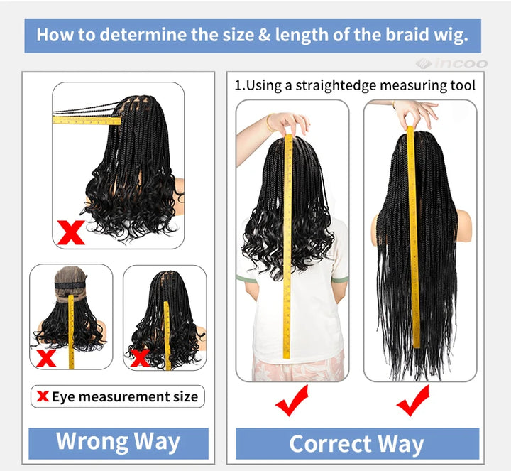 Boho Box Braided Wigs Curly Hair Synthetic Full Lace Front Wigs for Black Women Goddess Locs Braid Wig Bohemian Box Braid Wig - Vogue Vista UK
