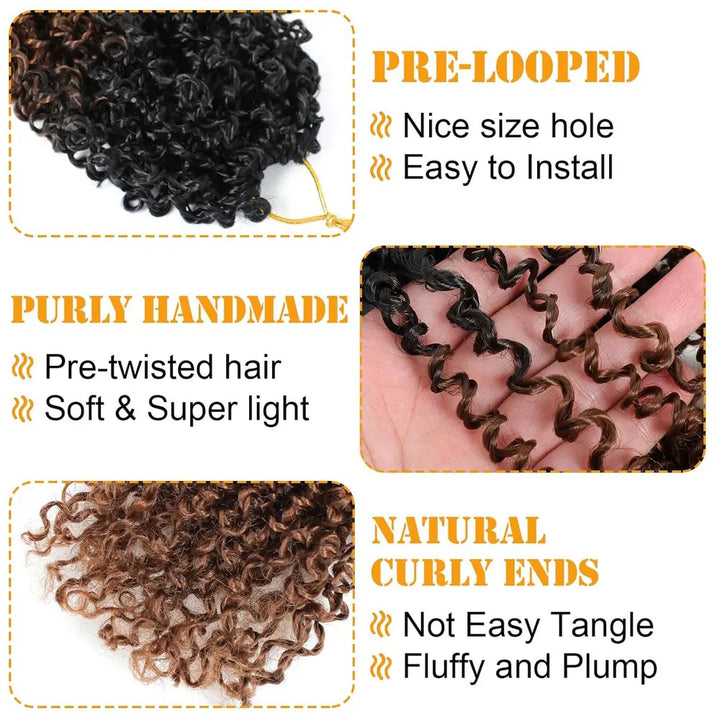8"Yanky Twist Crochet Hair Pre-Looped Ombre Brown Synthetic Crochet Hair with Curly Ends Yank Twist Crochet Hair For Black Women - Vogue Vista UK