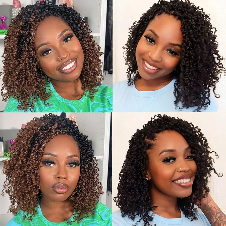 8"Yanky Twist Crochet Hair Pre-Looped Ombre Brown Synthetic Crochet Hair with Curly Ends Yank Twist Crochet Hair For Black Women - Vogue Vista UK