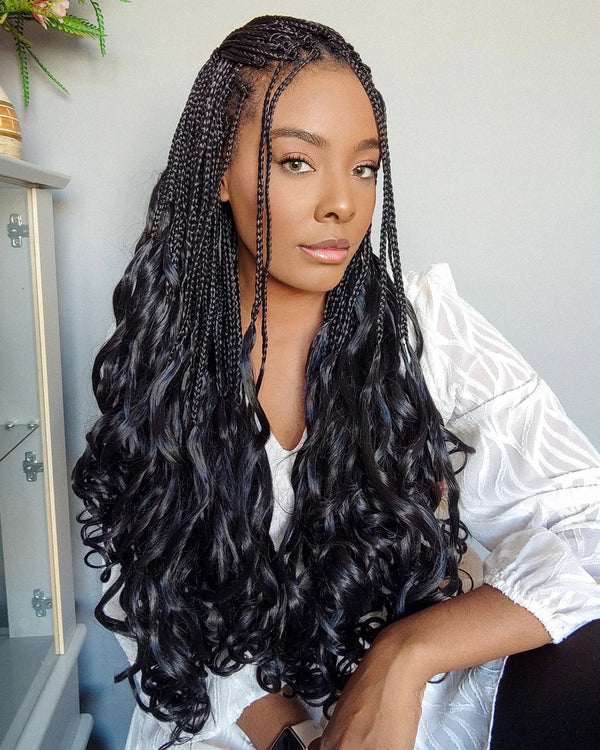 Synthetic Curl Crochet Hair Braids Goddess Box Braids Crochet Hair Pre Looped Pre twisted Crochet Box Braids with Curly Ends - Vogue Vista UK
