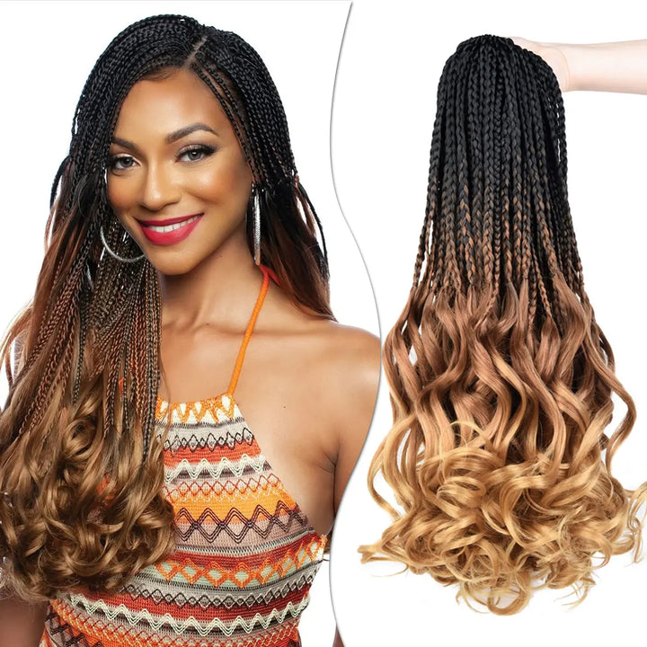 Synthetic Curl Crochet Hair Braids Goddess Box Braids Crochet Hair Pre Looped Pre twisted Crochet Box Braids with Curly Ends - Vogue Vista UK