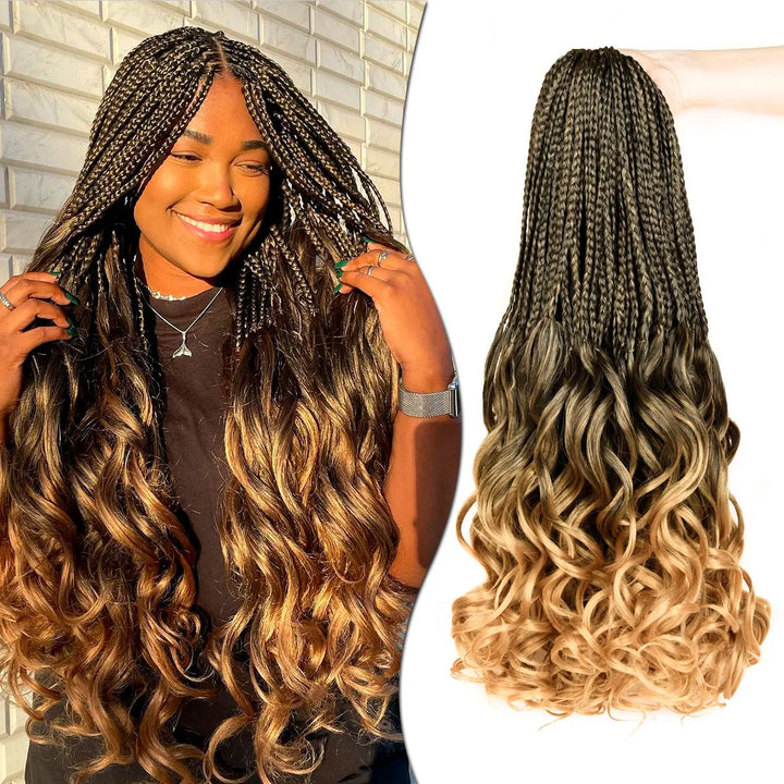 Synthetic Curl Crochet Hair Braids Goddess Box Braids Crochet Hair Pre Looped Pre twisted Crochet Box Braids with Curly Ends - Vogue Vista UK