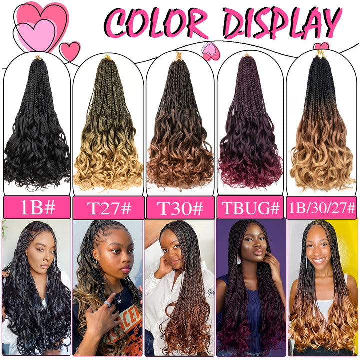 Synthetic Curl Crochet Hair Braids Goddess Box Braids Crochet Hair Pre Looped Pre twisted Crochet Box Braids with Curly Ends - Vogue Vista UK