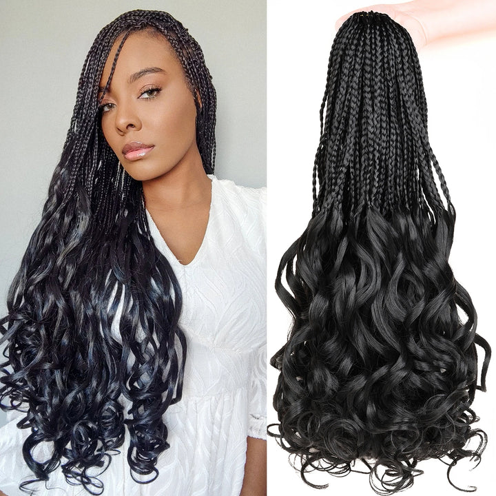Synthetic Curl Crochet Hair Braids Goddess Box Braids Crochet Hair Pre Looped Pre twisted Crochet Box Braids with Curly Ends - Vogue Vista UK