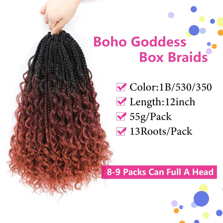 Goddess Box Braids Crochet Hair Bohomian Box Braids synthetic Crochet Hair for Black Women, Pre-Looped Crochet Braids - Vogue Vista UK