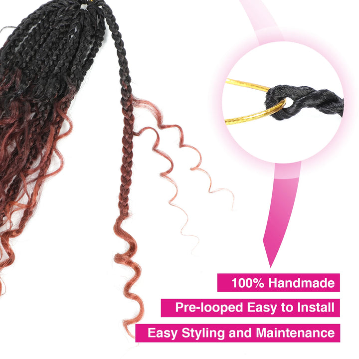 Goddess Box Braids Crochet Hair Bohomian Box Braids synthetic Crochet Hair for Black Women, Pre-Looped Crochet Braids - Vogue Vista UK
