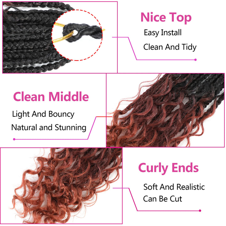 Goddess Box Braids Crochet Hair Bohomian Box Braids synthetic Crochet Hair for Black Women, Pre-Looped Crochet Braids - Vogue Vista UK