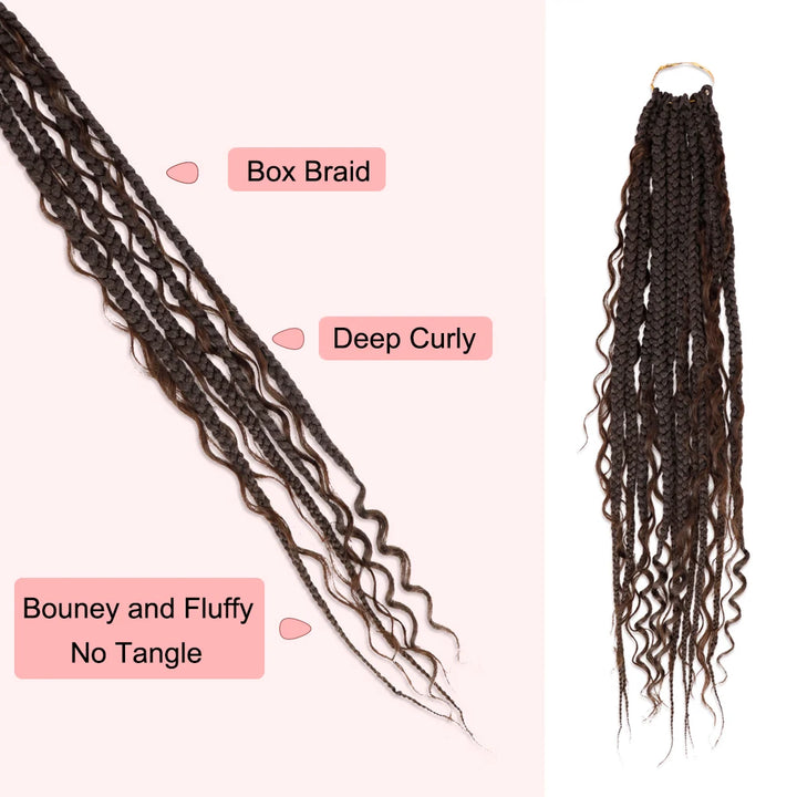 24 inch Goddess Pre Stretched Synthetic Braiding Hair Crochet Hair for Women Crochet Box Braids Pre-looped Boho Box Braids - Vogue Vista UK