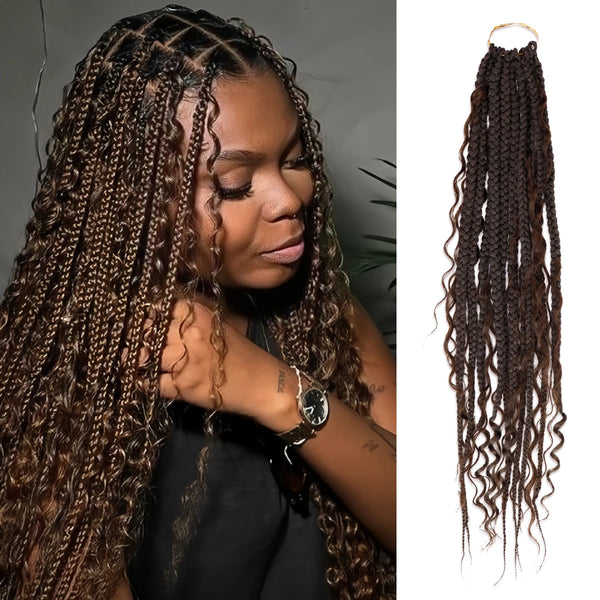 24 inch Goddess Pre Stretched Synthetic Braiding Hair Crochet Hair for Women Crochet Box Braids Pre-looped Boho Box Braids - Vogue Vista UK