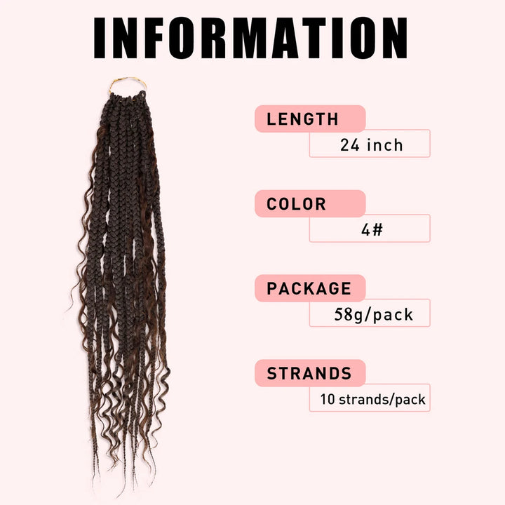 24 inch Goddess Pre Stretched Synthetic Braiding Hair Crochet Hair for Women Crochet Box Braids Pre-looped Boho Box Braids - Vogue Vista UK