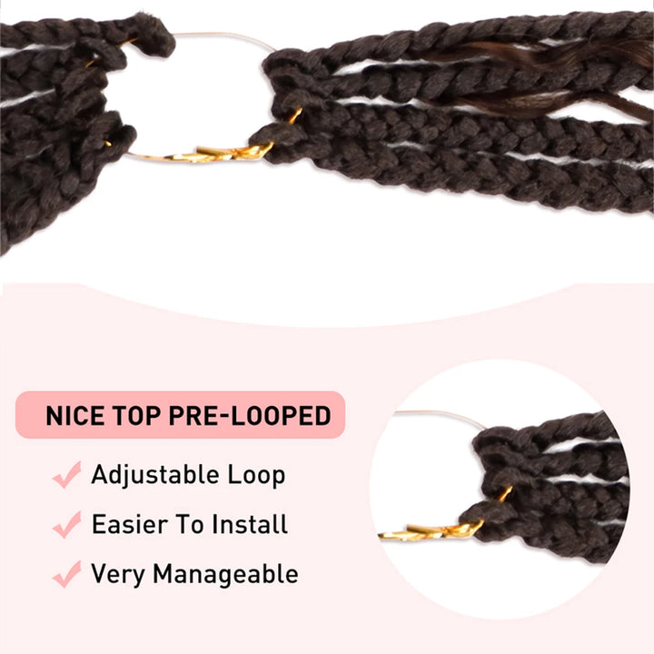 24 inch Goddess Pre Stretched Synthetic Braiding Hair Crochet Hair for Women Crochet Box Braids Pre-looped Boho Box Braids - Vogue Vista UK