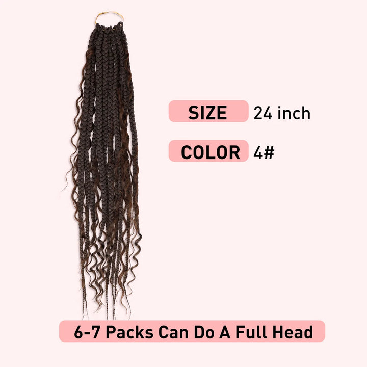 24 inch Goddess Pre Stretched Synthetic Braiding Hair Crochet Hair for Women Crochet Box Braids Pre-looped Boho Box Braids - Vogue Vista UK