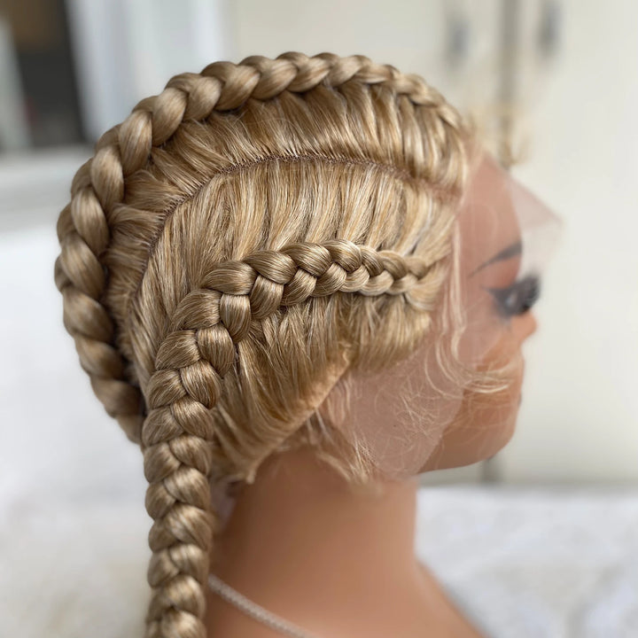 Synthetic Lace Front Wig Braided Wigs With Baby Hair 32 Inches 4 Twist Cornrow Braids Cosplay DIY Wig Synthetic Crochet Braids - Vogue Vista UK