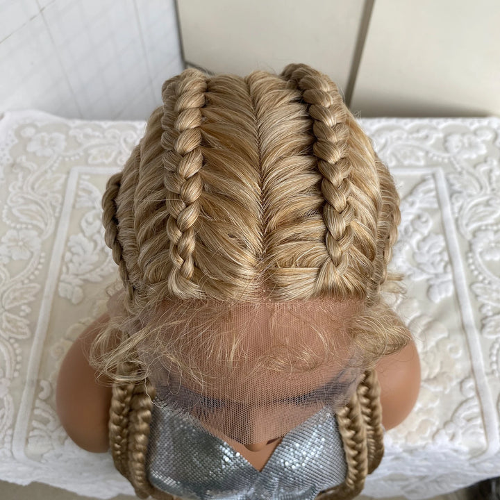Synthetic Lace Front Wig Braided Wigs With Baby Hair 32 Inches 4 Twist Cornrow Braids Cosplay DIY Wig Synthetic Crochet Braids - Vogue Vista UK