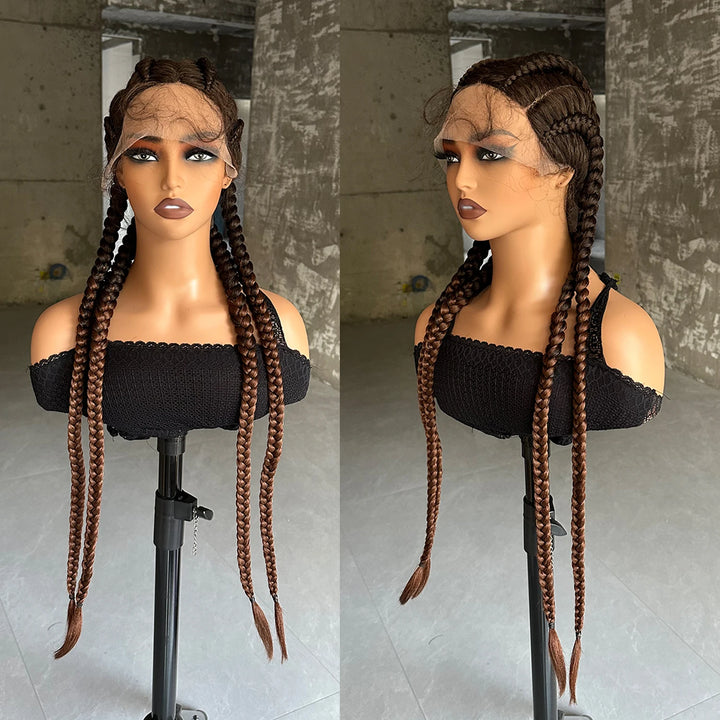 Synthetic Lace Front Wig Braided Wigs With Baby Hair 32 Inches 4 Twist Cornrow Braids Cosplay DIY Wig Synthetic Crochet Braids - Vogue Vista UK