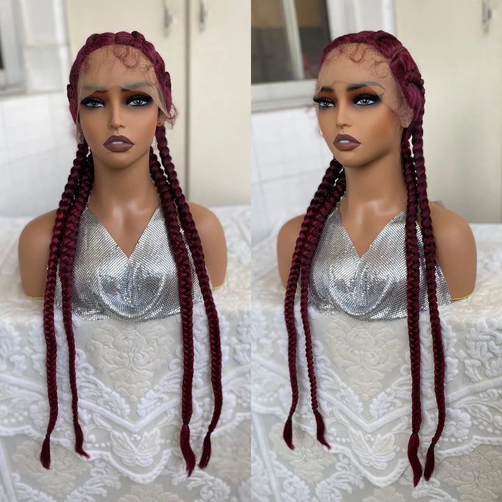 Synthetic Lace Front Wig Braided Wigs With Baby Hair 32 Inches 4 Twist Cornrow Braids Cosplay DIY Wig Synthetic Crochet Braids - Vogue Vista UK